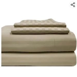 Wamsutta Damask Stripe 500 Thread Count Twin Sheet Set Taupe-Eygptian Cotton